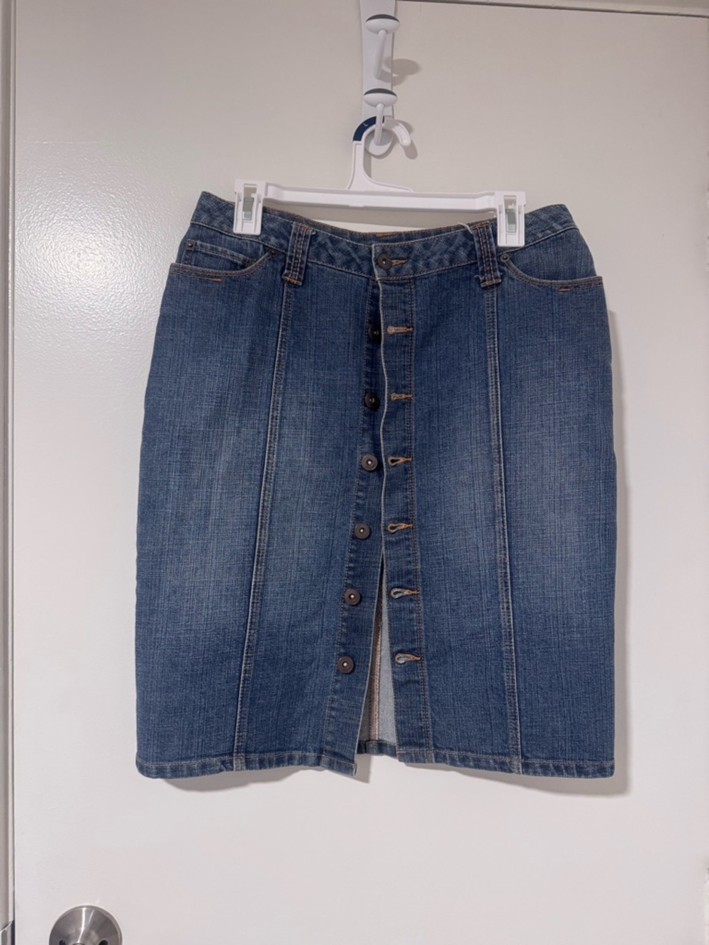 Apt 9 Classic Blue Button-Front Denim Skirt - Women's